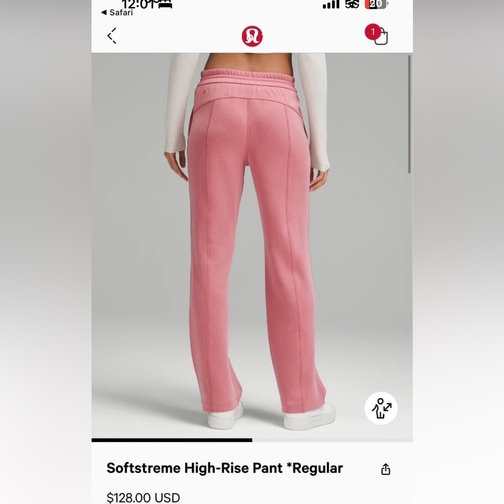 Lululemon Softstreme High Rise Straight Leg Pant Velvet Dust Pink